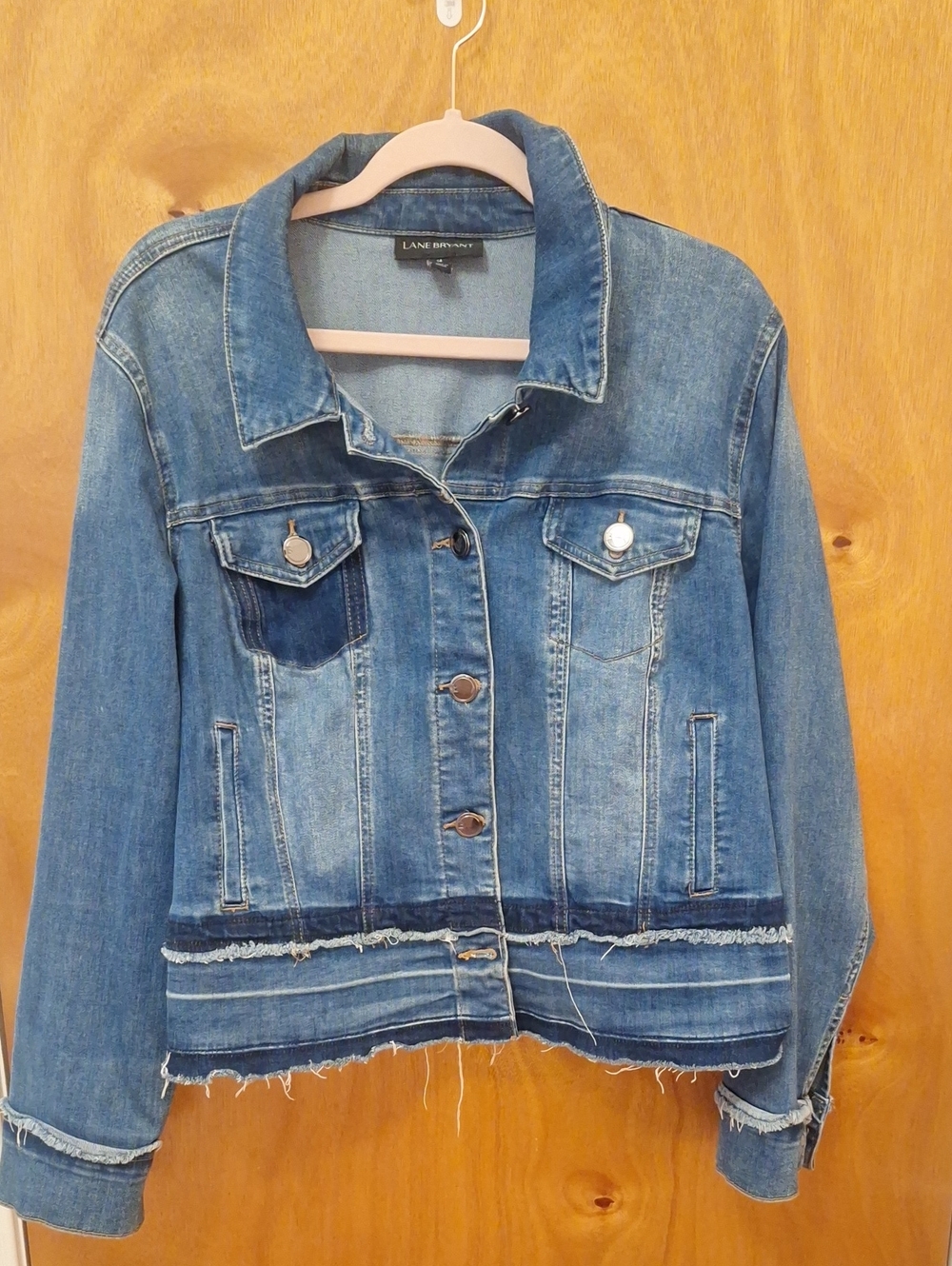 Lane Bryant Distressed Blue Denim Jacket